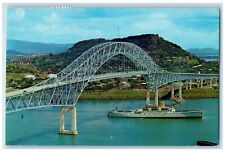 1982 Puente De Las Americas Bridge Cruise Ship Panama Vintage Antique Postcard picture