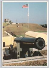 Cannon & American Flag Fort Moultrie Sullivans Island SC South Carolina Postcard picture