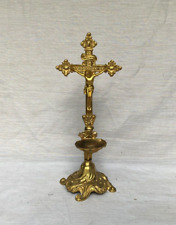 Gorgeous Antique Gold Metal Crucifix Altar 13