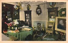 Postcard MA Cambridge Massachusetts Longfellow's Study 1941 Vintage PC e3041 picture