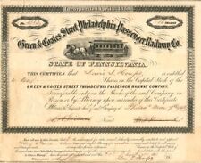 Green and Coates Street Philadelphia Passenger Railway Co. - Stock Certificate - picture