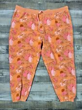 Disney Pants Womens 2XL Orange Stitch Floral Tapered Leg Casual Sweat Bottoms picture