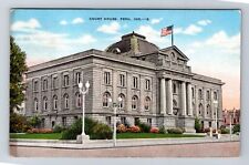 Peru IN-Indiana, Panoramic Court House, Pioneer Museum, Vintage c1954 Postcard picture