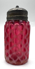 Vintage Northwood Opalescent Red Cranberry Ribbed Lattice Salt Or Pepper Shaker picture