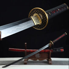 Red Clay Tempered T10Steel Katana Japanese Samurai Sword Razor Sharp Brass Tsuba picture