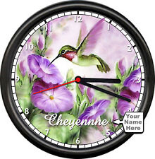Hummingbird Your Name Lavender Color Wings Tiny Native Bird Gift Sign Wall Clock picture