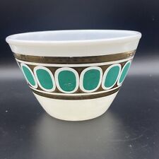 Rare Vintage Fire king bowl Fred Press Green Teal Dot Gold Trim A3 picture