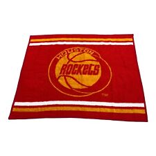 RARE VINTAGE Houston Rockets NBA Biederlack Blanket Size 45”x54” Red/Yellow Logo picture
