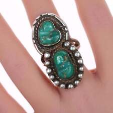 sz7.5 Vintage Native American sterling and carved turquoise ring picture