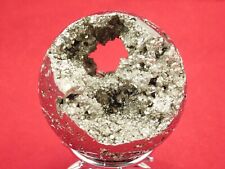 Big Crystal Filled Pyrite SPHERE With Swirl Display Stand Peru 445gr picture
