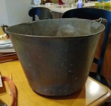 Vintage Antique Copper & Brass Cauldron Pail Container 16