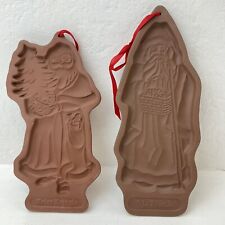 Longaberger Pottery Cookie Molds 1993 St Nick 1991 Kriss Kringle Lot of 2  picture