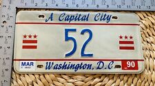 1990 Washington DC District Of Columbia License Plate Low Number 52 Garage picture