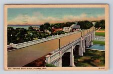 Petoskey MI-Michigan, Mitchell Street Bridge, Antique Vintage c1953 Postcard picture