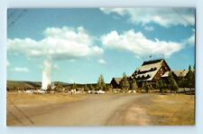 Yellowstone Park Old Faithful Inn Hotel Geyser Spouting  Haynes Postcard C6 picture