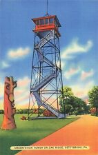LP04 Gettysburg PA Observation Tower Oak Ridge Vintage Linen Postcard picture