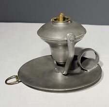 19th c Antique American Pewter Hanging Ships Whale Oil Lamp picture
