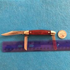 Vintage Crosman Pocket Knife  Wood Handle 2” W/Stainless Steel Ends & Blade Rare picture