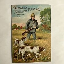 Victorian trade card Syracuse Chilled Plow Co. Hunting Dogs c1880s B10 picture