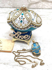 LOVEBOAT Royal Faberge egg  Mothers day SET Fabergé egg Necklace Faberge Musical picture