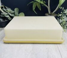 Vintage Tupperware #622 Sheet Cake Carrier Harvest Gold Rectangle Keeper 15x11” picture