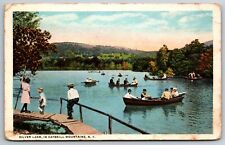Silver Lake Catskill Mountains New York Boats Canoes 1926 East Windham Postcard picture