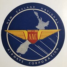 NEW ZEALAND AIRWAYS NOS Vintage Airline Luggage Label Decal Tag  picture