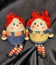 Rare Raggedy Ann Painted Wooden Crackle Egg Sitting Doll 4