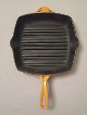 USED LE CREUSET CAST IRON SQUARE SKILLET FRY PAN RED / ORANGE # 26 SEE PICTURES  picture