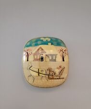 Vintage Kashmir India Hand Painted Lacquered Paper Mache Lidded Trinket Box  picture