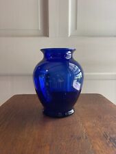 Stunning Vintage Deep Cobalt Blue Glass  Flower Vase 7.5” Tall picture