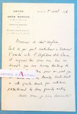 ● L.A.S 1916 René DOUMIC writer to English poet Edmund GOSSE beautiful letter picture