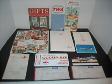 Vintage 1963-64 TWA Welcome Aboard Folder + 12 Other TWA Paper Ephemera Items picture