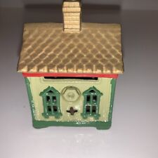 CAST IRON SMALL ORNATE HOUSE BANK NICE picture