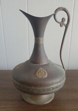 VTG 8” Brass Water Weeping Pitcher/Jug Indian Ewer Mid Century Boho Home Decor picture