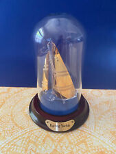RACING YACHT Hand Sculptured Glass Under Dome by Mayflower Glass picture