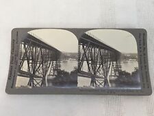 Antique Stereoview Card Poughkeepsie High Bridge over Hudson NY Keystone 1901 picture