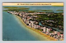 Miami Beach FL-Florida, Aerial Gold Coast, Antique, Vintage Postcard picture