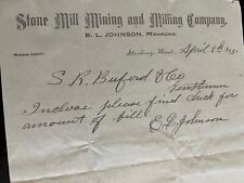 April 8, 1895 - Sterling, MT Original Letterhead: Stone Mill Mining and Milling picture