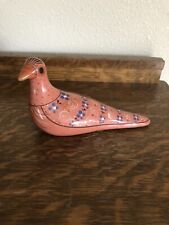 VTG Tonala Mexican Pottery Folk Art Bird Figurine Hand Painted Pink Pigeon Dove picture