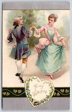Valentine~Elegant Regency Couple~Lady Gent Minuet~White Heart~Silver Gold Winsch picture