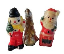 VTG Christmas Candles Santa Snowman Christmas Tree Lot of 3 Two Sealed Rainbow picture