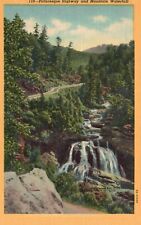 Postcard NC Picturesque Highway & Mountain Waterfall Linen Vintage PC H1020 picture