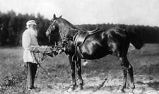 Russian writer Leo Tolstoy holding reins horse estate Jasnaya Poly- Old Photo picture