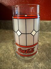 Coca Cola Drinking Glass, Vintage Tiffany Style Coke Frosted Stained Glass picture