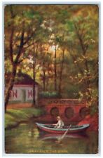 DPO 1858-1958 Eldara Illinois IL Postcard Man Boating Bridge Scene 1907 Antique picture