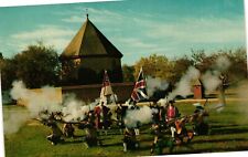 Vintage Postcard - The Colonial Williamsburg Militia Firing 200 Yr Old Canons picture