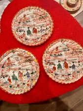 Set of 3 Vintage Nippon Japan Hand Painted Geisha Girl Garden 8.5” Plates picture