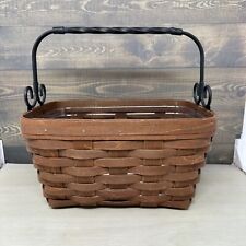Longaberger Rich Brown Artisan Bread Basket 2012 with Wrought Iron Handle picture