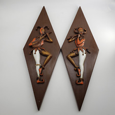 Burwood Products Harlequin Wall Hangings Mid Century Jester Wall Plaques MCM picture